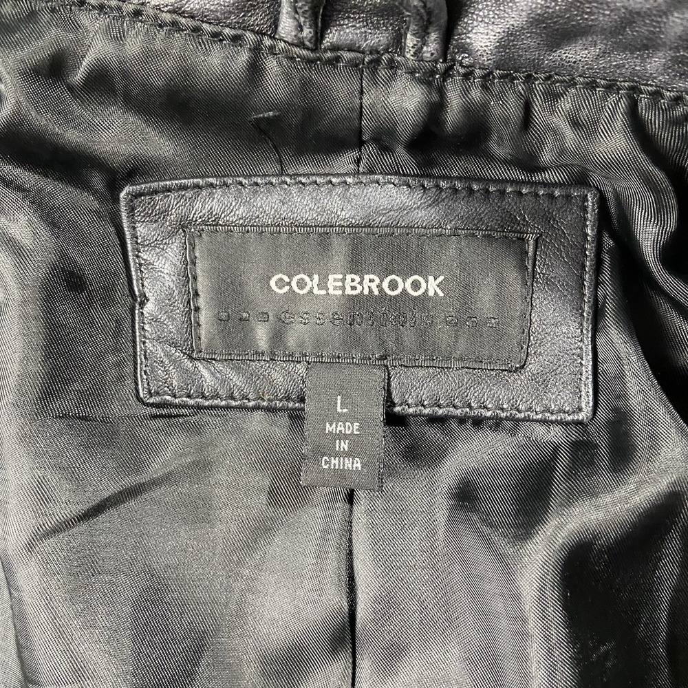 VTG Colebrook Soft Leather Jacket Blazer Black Women's L 90s Minimalism Grunge - Picture 6 of 16
